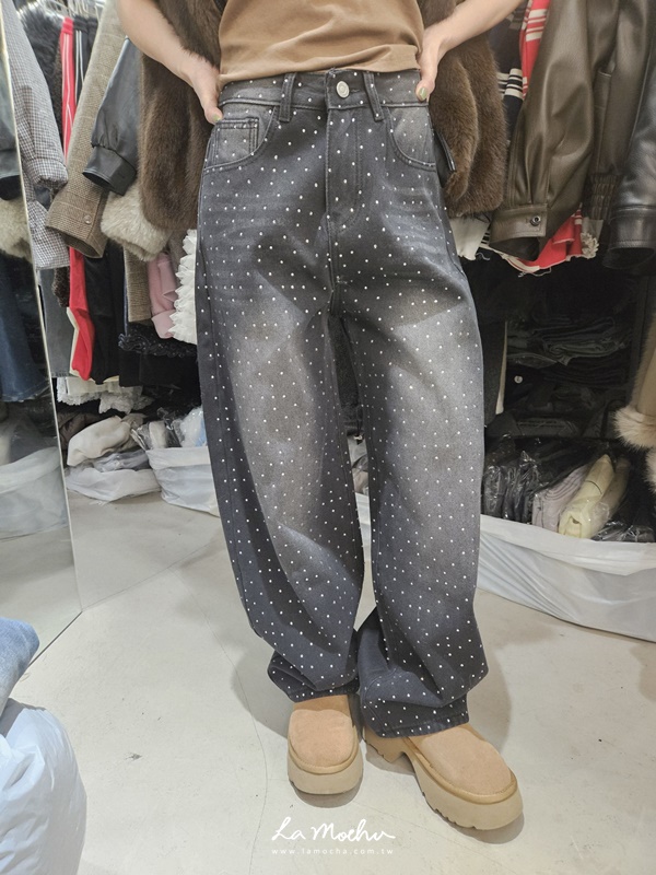 (限量商品)黑鑽牛仔長褲